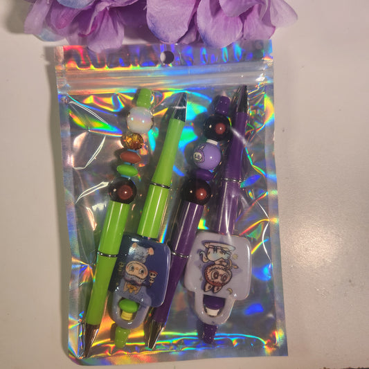 Pen Pack 4 Green/Purple Labubu (#412)