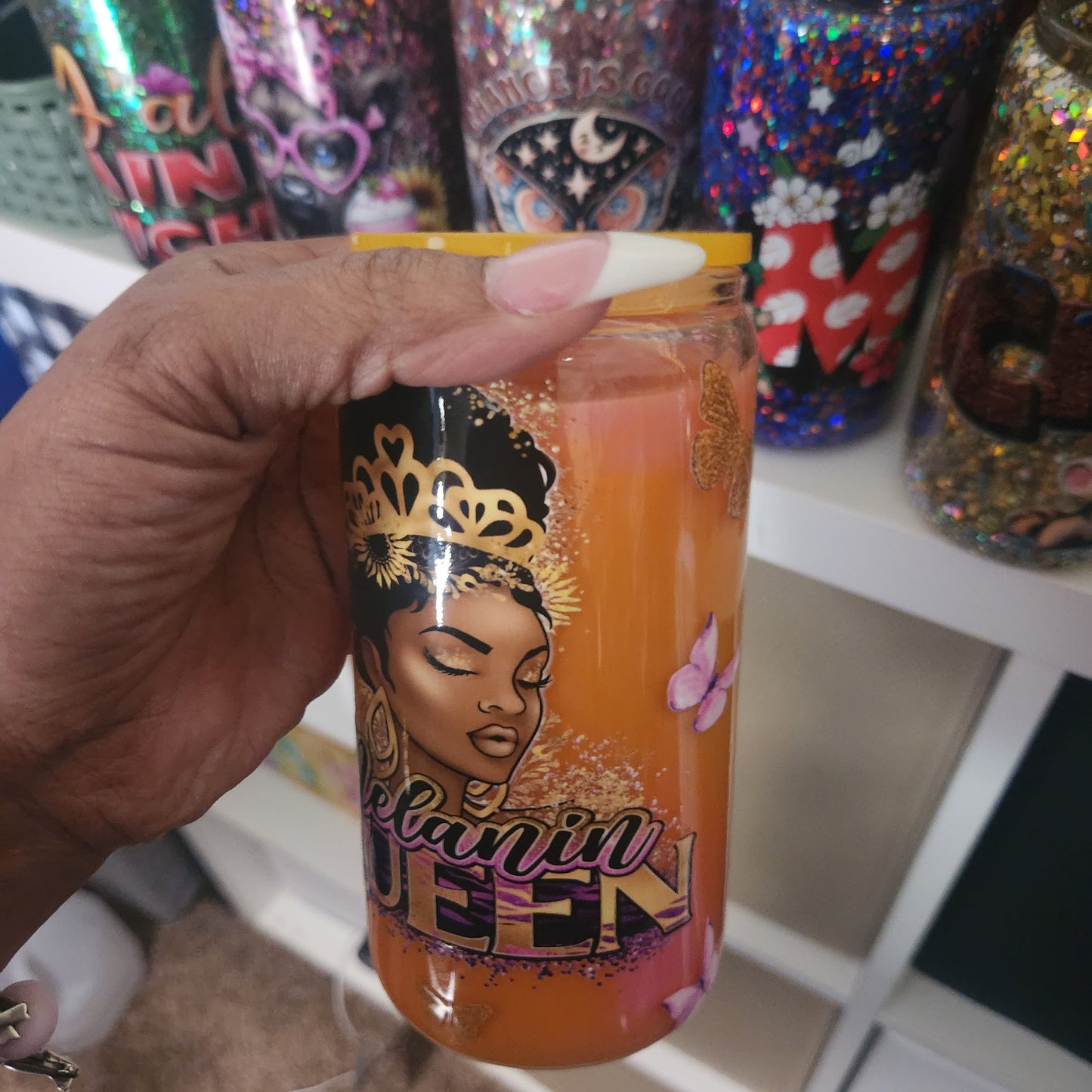 Melanin Queen 16oz Glass Can