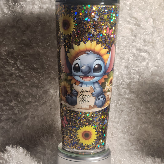 Stitch Glitter Snowglobe 24oz Acrylic