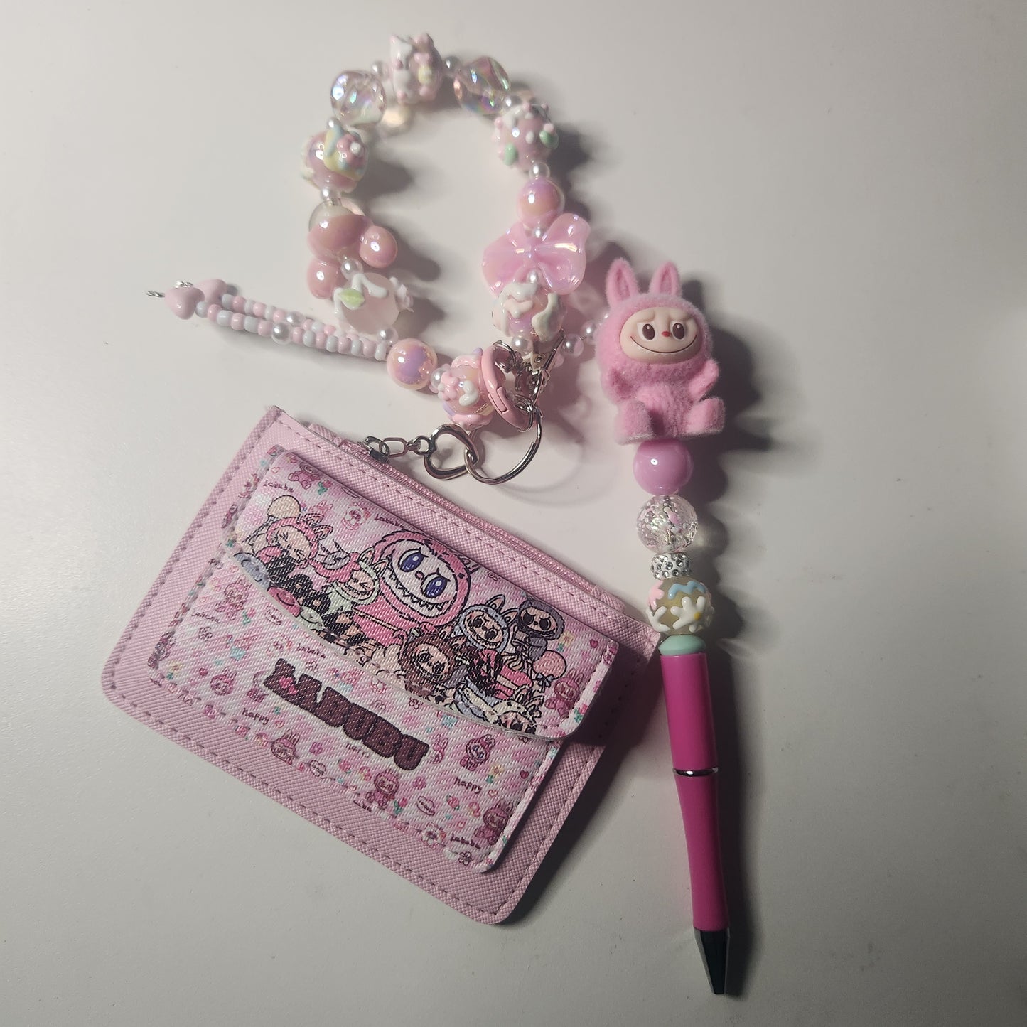 (Live Claim) Character Beaded Pen Wristlet Beaded    Keychain with Wallet
