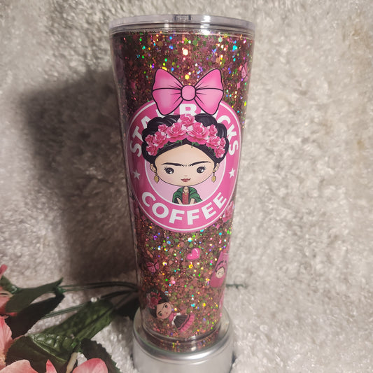 Pink Starbucks Glitter Snowglobe 24oz